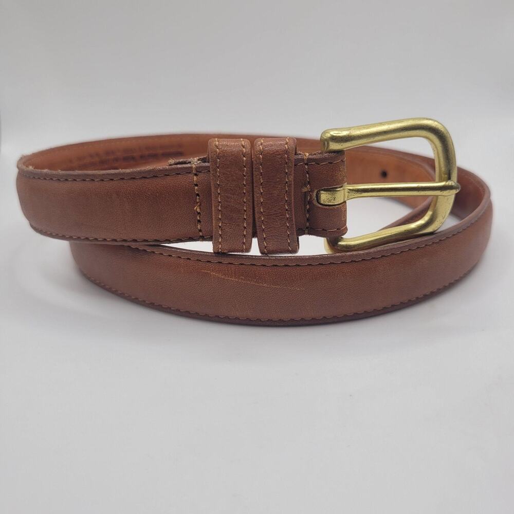 Coach Belt Men 32 British Tan Leather Brass Buckle Dress Casual Classic USA 5500